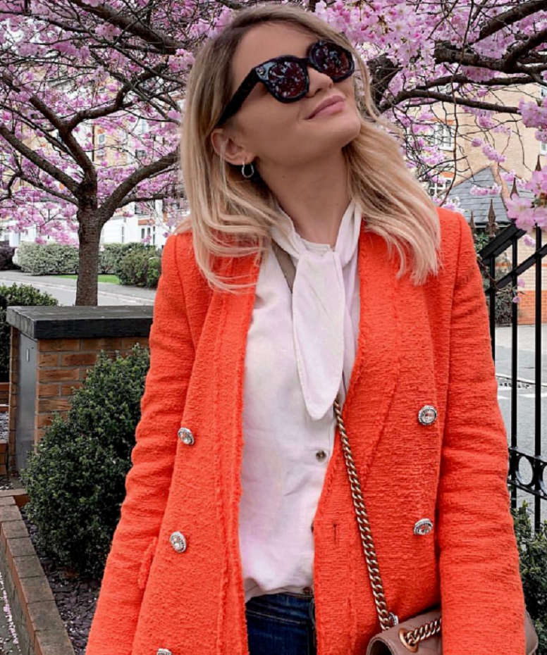 zara orange tweed jacket